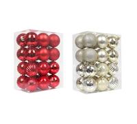 Lot de 48 boules de Noël, 6 cm, classiques, avec cordes, incassables, faciles à utiliser, pour décoration de sapin de Noël, une sensation chaleureuse et joyeuse de Noël (K)