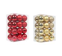 Lot de 48 boules de Noël, 6 cm, classiques, avec cordes, incassables, faciles à utiliser, pour décoration de sapin de Noël, une sensation chaleureuse et joyeuse de Noël (G)
