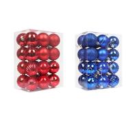 Lot de 48 boules de Noël, 6 cm, classiques, avec cordons incassables, faciles à utiliser, pour décoration de sapin de Noël, une sensation de Noël chaleureuse (A)