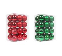 Lot de 48 boules de Noël classiques de 6 cm avec cordons incassables - Légères et réutilisables - Pour décoration de sapin de Noël - Une sensation chaleureuse et joyeuse de Noël (B)