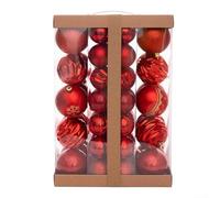 Lot de 48 boules de Noël galvanisées réutilisables avec trous de suspension pour sapin de Noël et guirlandes (rouge)