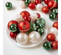 Lot de 48 boules de Noël réutilisables en plastique galvanisé avec trou de suspension pour sapin de vacances, guirlande, couronne et événements saisonniers (abricot)