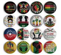 Lot de 48 boutons Juneteenth, 4,4 cm, badges Happy Juneteenth en vrac, jour de la liberté 19 juin 1865, cadeaux de fête afro-américains noirs