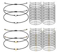 Lot de 48 bracelets d'amitié réglables en forme de cœur arc-en-ciel pour femme, argent, pendentifs dorés, idéal pour un anniversaire, une fête, des amis, des couples comme cadeau