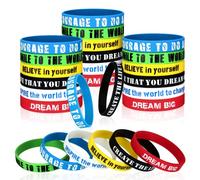 Lot de 48 bracelets en silicone inspirants en caoutchouc extensible pour homme et femme Noir Histoire Mois Fierté Paix Justice, Silicone