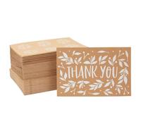 Lot de 48 cartes de remerciement rustiques en papier kraft avec enveloppes et sceaux, 6 motifs (10,2 x 15,2 cm)