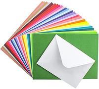 Lot de 48 cartes vierges colorées et enveloppes de 12,7 x 17,8 cm, enveloppes blanches, 24 couleurs assorties, cartes de remerciement lourdes, pour invitation, anniversaire, fête prénatale, remise de