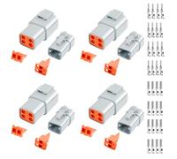Lot de 48 connecteurs Deutsch DTP à 4 broches étanches pour automobile - 4 ensembles avec taille 12 - Contacts solides - Calibre 14-12 AWG - Taille du fil : 25 A