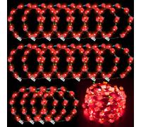 Lot de 48 couronnes de fleurs lumineuses à LED rouges pour mariage, anniversaire, cosplay, accessoires de photographie, Halloween, Noël