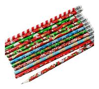Lot de 48 crayons de Noël en bois avec petites gommes pour écrire, dessiner, remplir les chaussettes de Noël, fournitures d'écriture de vacances