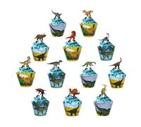 Lot de 48 Décorations de Cupcakes à Thème Dinosaure, Jurassic Park pour Garçons, Filles, Enfants, Décorations de Gâteaux Dinosaures pour Fête d'anniversaire sur le thème des Dinosaures, Fête Prénatale