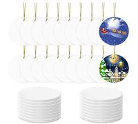 Lot de 48 décorations en céramique de Sublimation - Disques Vierges en céramique pour Impression par Presse à Chaud - Décoration Ronde en Porcelaine Blanche - Ornement de Sapin de Noël personnalisé -
