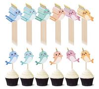 Lot de 48 décorations pour cupcakes Narwhal pour narval