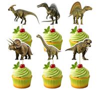 Lot de 48 décorations pour gâteaux sur le thème des dinosaures, 6 modèles uniques pour les anniversaires sur le thème des dinosaures, accessoires de fête sur le thèmes du parc, décorations non comesti