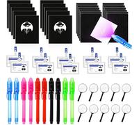 Lot de 48 détecteurs pour enfants - Avec stylo UV - Carnet de notes - Loupes - Lunettes d'agent - Tampon encreur et sacs en papier - Cadeau d'invités