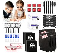 Lot de 48 détecteurs pour enfants - Petit cadeau d'anniversaire avec empreintes digitales - Stylo secret avec lumière UV - Lunettes d'agent, carnet de notes, loupe, carte de détective - Cadeaux de jeu