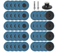 Lot de 48 disques à lamelles de 5,1 cm - Grain 80 - Disques de ponçage à verrouillage automatique - Support de disque de ponceuse avec tige de 6,35 mm - Roues de ponçage pour enlever la rouille de la