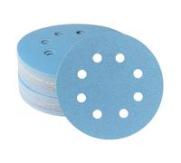 Lot de 48 disques abrasifs de 125 mm grain 40, disques de ponçage auto-agrippants en céramique bleue à 8 trous, sans poussière et durables, pour automobile et travail du bois