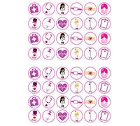 Lot de 48 disques comestibles pour cupcakes Motif infirmières et infirmières Rose