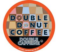 Lot de 48 dosettes de café à double donut à haute teneur en caféine, extra résistantes pour machines à café Keurig K Cup torréfié foncé à portion unique