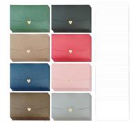 Lot de 48 enveloppes pour cartes cadeaux avec 48 cartes blanches, enveloppes colorées, enveloppes pour cartes de vœux, enveloppes d'amour en relief avec fermeture en forme de cœur, cartes cadeaux DIY