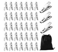 Lot de 48 épingles à linge en acier inoxydable très résistantes pour l'extérieur, pinces à linge en métal, pinces à frites, pinces à linge en métal pour corde à linge, débarbouillettes, chaussettes