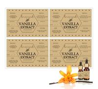 Lot de 48 étiquettes autocollantes en papier kraft à l'extrait de vanille fait maison, 5,1 x 7,6 cm, étiquettes pour bouteilles de vanille faites à la main, cadeaux de Noël, bocaux de cuisine,