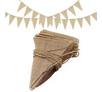 Lot de 48 fanions en toile de jute de 11 m, drapeau triangulaire rustique, fanions en toile de jute, fanions en toile de jute, fanions en tissu, pour décorations de mariage rustiques, décorations