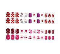 Lot de 48 faux ongles de Saint Valentin avec motif Love Sparkles - Facile à appliquer - Ajustement confortable - Diverses utilisations possibles - Motif romantique en forme de cœur