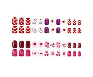 Lot de 48 faux ongles de Saint Valentin avec motif Love Sparkles - Facile à appliquer - Ajustement confortable - Diverses utilisations possibles - Motif romantique en forme de cœur