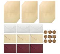 Lot de 48 feuilles de papier à lettre vintage et enveloppes avec 9 enveloppes vintage, 30 feuilles de papier à lettre A5, 9 autocollants en cire pour lettres d'amour, anniversaire, mariage, invitation