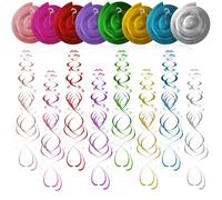 Lot de 48 guirlandes de spirales suspendues, serpentins en spirale, décoration de fête, décoration de carnaval, décoration de carnaval, anniversaire, mariage, décoration du Nouvel An