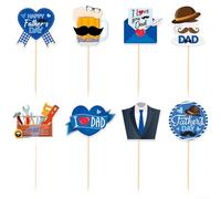 Lot de 48 inserts pour cupcakes d'anniversaire avec 8 styles thématiques, y compris outils, cœurs et lettres graphiques