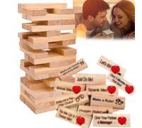 Lot de 48 jeux de blocs super coquins, jeux de blocs pour couples, jeux de couples pour adultes, jeu de blocs empilables pour la Saint-Valentin avec questions et défis de vérité ou d'action, jeu de