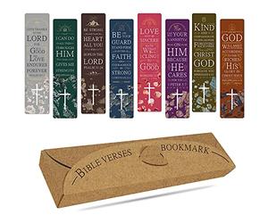 Lot de 48 marque-pages avec versets de la Bible en forme de croix, Marqueurs de livres laminés avec boîte de rangement, excellent cadeau religieux chrétien pour hommes, femmes, enfants, d'église
