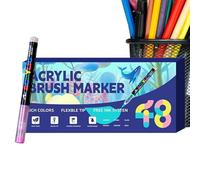 Lot de 48 marqueurs acryliques multicolores - Marqueurs de peinture acrylique doux avec pointe pinceau - Fournitures d'art pour et adultes - Idéal pour l'artisanat, l'école, les fêtes, les