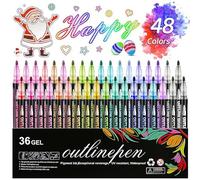 Lot de 48 marqueurs de contour à paillettes double ligne 2026 - Pour cartes de vœux de Noël, scrapbooking, travaux manuels, œufs de Pâques