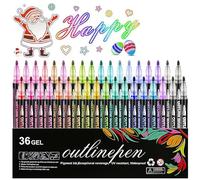 Lot de 48 marqueurs scintillants pour surligneur, ensemble de marqueurs de contour 2026, stylos à double ligne à paillettes pour cartes, scrapbooking, loisirs créatifs