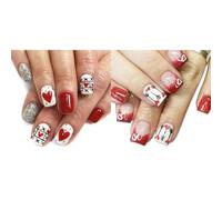 Lot de 48 ongles carrés courts à coller sur le thème de la Saint-Valentin pour femmes élégantes à la recherche de thèmes de vacances sur le thème des vacances