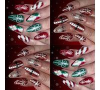 Lot de 48 paillettes de Noël avec motif flocon de neige rouge et vert pour fêtes de fin d'année, événement, flocon de neige