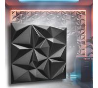 Lot de 48 panneaux 3D en polystyrène XPS, revêtement mural et panneaux de plafond modernes, panneaux muraux légèrement flexibles, rubis 3D, 50 cm x 50 cm, 12 m², noirs