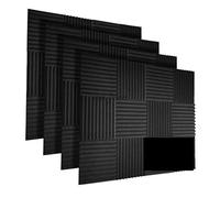 Lot de 48 panneaux acoustiques en mousse 30 x 30 x 2,5 cm, for studio, isolation phonique, panneaux muraux Pour Voiture, Studio, Maison(48 Black)