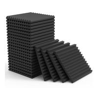 Lot de 48 panneaux acoustiques en mousse acoustique, 30 x 30 x 5 cm, absorbeur acoustique haute densité, pour studio d'enregistrement, tapis en mousse acoustique (noir)
