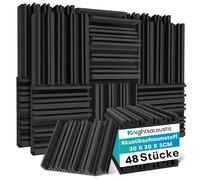 Lot de 48 panneaux acoustiques en mousse acoustique - 5 x 30 x 30 cm - Mousse acoustique haute densité - Pour studios en direct, studios d'enregistrement