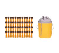 Lot de 48 pinces à linge jaunes avec plumes en acier inoxydable et 1 sac à pinces à linge design bellaCott en toile