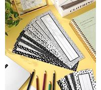 Lot de 48 plaques de nom vierges à pois noirs avec 192 pastilles adhésives double face pour étudiants, enseignants, enfants, école, salle de nseignement, bureau