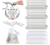 Lot de 48 porte-clés inspirants de reconnaissance des employés - En acrylique - Avec pompons - Porte-clés de remerciement avec poches pour les familles et