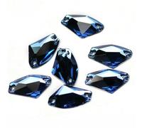 Lot de 48 strass à coudre en cristal galactique 3256 à dos plat, pierres en verre pour loisirs créatifs, saphir, 12 x 19 mm