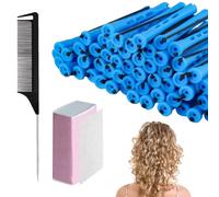Lot de 48 tiges de permanente pour cheveux courts, kit de permanente, rouleaux de permanente de 0,9 cm avec 100 papiers permanents, 1 peigne queue de rat, kit de permanente pour femme pour cheveux