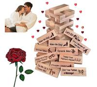 Lot de 48 Tours De Blocs Super Coquines pour Couples, Jeu De Blocs en Bois Empilables pour la Saint-Valentin, Tour Osée Jeu Coquin,Idées De Soirée en Amoureux Cadeau Saint-Valentin pour Petit Ami